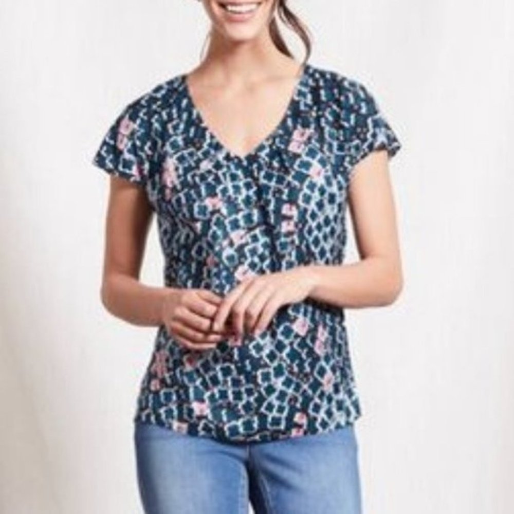 Boden Blue and Pink Patterned Blouse (Sz 14)